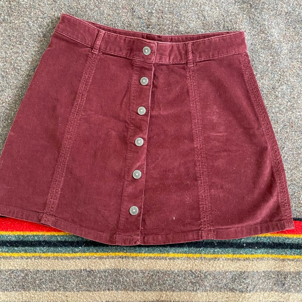 Maroon Corduroy American Eagle Skirt, Size 10
